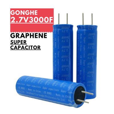 Graphene 2.7V 3000F Supercapacitors 18650 แบตเตอรี่สำหรับการรวบรวมพลังงานแสงอาทิตย์ที่มีอัตราสูง