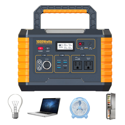110V 1000W AC สถานีพลังงานแสงอาทิตย์แบบพกพาพร้อมตัวควบคุม MPPT