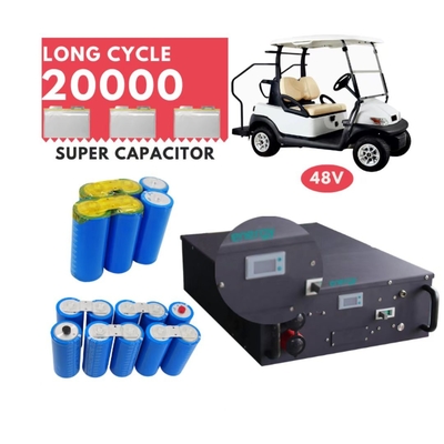 ธนาคารแบตเตอรีลิเธียมรถกอล์ฟ 100AH ​​พร้อม BMS แบบชาร์จไฟได้แบบพกพา