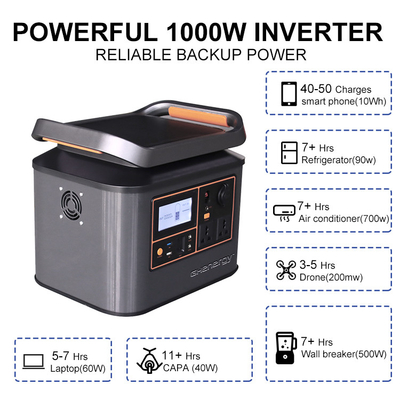500W 1000W สถานีพลังงานแสงอาทิตย์แบบพกพาที่ใช้งานได้จริงสำหรับการตั้งแคมป์