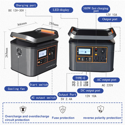 500W 1000W สถานีพลังงานแสงอาทิตย์แบบพกพาที่ใช้งานได้จริงสำหรับการตั้งแคมป์